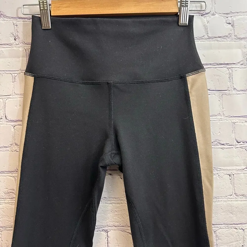 Alo Yoga Elevate Leggings Black Tan High Waisted Women's Small